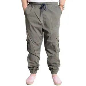 Big Size Men Linen Cargo Jogger Valencia 21911 Khaki