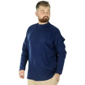 Big Tall Men Long Sleeve Half Fisherman Sweater 22558  Indigo