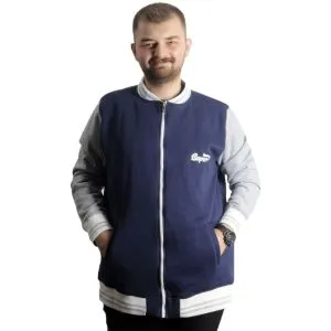 Big Size Mens College Jacket  22614 Indıgo Greymelanj