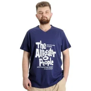 Big Size Mens V Collar T-shirt ALLIGATOR 23033 Indigo