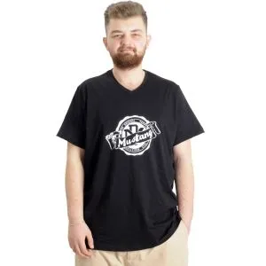Big Size Mens V Collar T-shirt MUSTANG 23034 Black
