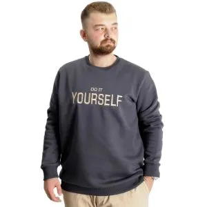 Big Size Mens Sweat Crew Neck Do İt Yourself 23168 Fume