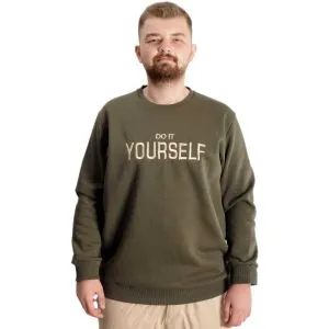 Big Size Mens Sweat Crew Neck Do İt Yourself 23168 Khaki