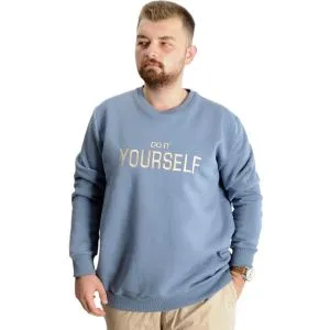 Big Size Mens Sweat Crew Neck Do İt Yourself 23168 Blue