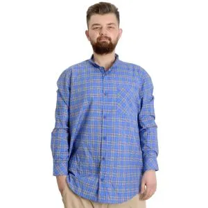 Big Size Mens Shirt Ekose Long Armlu 23300 Light Saks