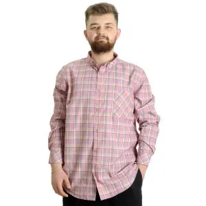 Big Size Mens Shirt Ekose Long Armlu 23300 Dark Burgundy