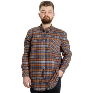 Big Size Mens Shirt Ekose Long Armlu 23300 Brick