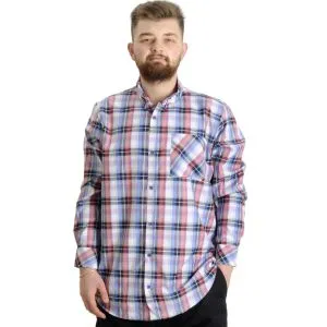 Big Size Mens Shirt Ekose Long Armlu 23300 Kum-Black