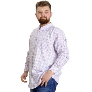 Big Size Mens Shirt Ekose Long Armlu 23300 Somon