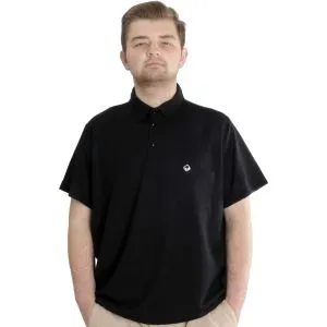 Büyük Beden Erkek T-shirt Polo Cepli Golf WAFFLE 23320 Siyah