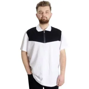 Big Size Mens T-Shirt Polo FRAGMENTED 23325 White