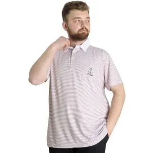 Big Size Mens T-Shirt Polo Çizgili KAGI 23340 Burgundy