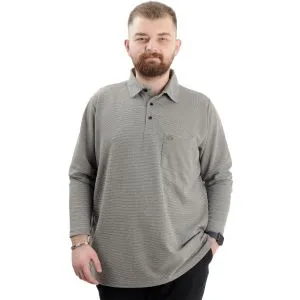 Big Size Mens Sweatshirt Polo Long Arm WAFFLE 23449 Khaki