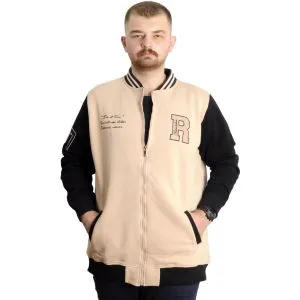 Big Size Mens College Coat Zipper Ceket REPUTATION 23634 Beige