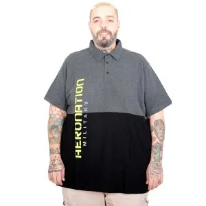 Men’s Big Size Color Block Polo Collar T-Shirt 25318 Antra Melange