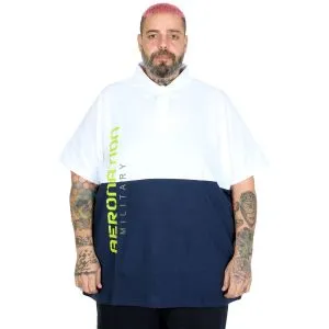 Big Size Men Polo T-Shirt Contrast Collar 25318 White