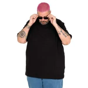 T-Shirt Orta Kalın Basic U26200 SIYAH