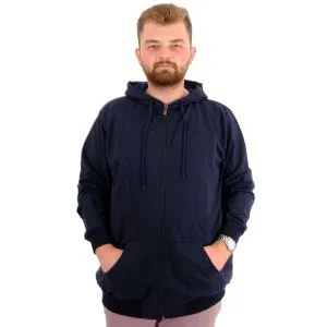Big Size Mens Sweatshirt Hooded Zipper Recycle B24547 Navy Blue