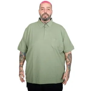 Battal Beden Erkek Tshirt Polo Yaka Cepli Klasik Pike 20552 Çağla Yeşili