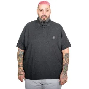 Battal Beden Erkek Tshirt Polo Yaka Nakışlı Klasik Pike 20553 Antrasit