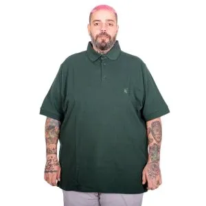 Battal Beden Erkek Tshirt Polo Yaka Nakışlı Klasik Pike 20553 Nefti