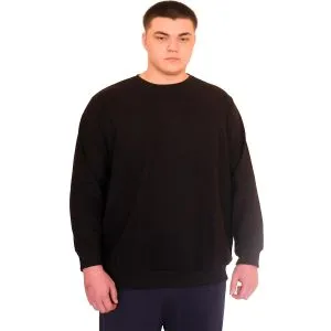 Big Size Mens Crew Neck Sweatshirt Selanik U24441 Black