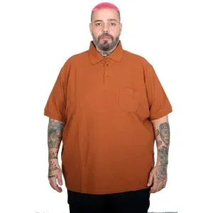 Büyük Beden Erkek T-Shirt Polo Yaka Cepli Klasik Pike 20552 Tarçın