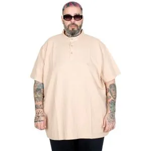 Tişört Düğmeli Hakim Yaka T-Shirt U24339 Bej