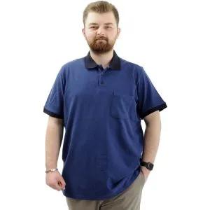 Big-Tall Mens Classic Short Sleeve Polo T-Shirts With Pocket 20550 Indigo