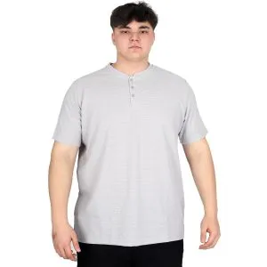 Big Size Mens Henley T-shirt Waffle U20036 Grey
