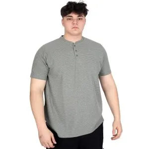 Big Size Mens Henley T-shirt Waffle U20036 Khaki