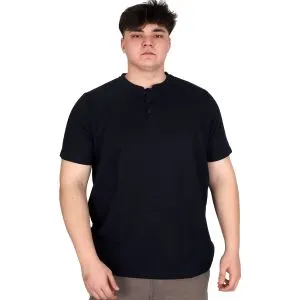 Big Size Mens Henley T-shirt Waffle U20036 Navy Blue