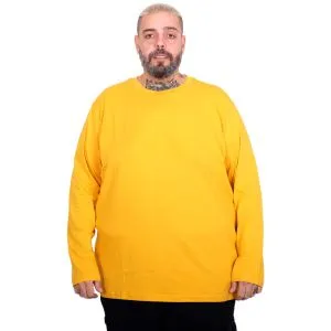 Plus Size Men Long Sleeve Crew Neck T-Shirt 20102 Mustard