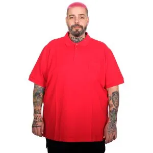 Plus Size Men Classic Pique Polo T-Shirt with Pocket 20550 Red