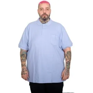 Plus Size Men Classic Pique Polo T-Shirt with Pocket 20550 Lilac