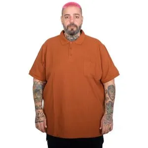 Plus Size Men Classic Pique Polo T-Shirt with Pocket 20550 Cinnamon