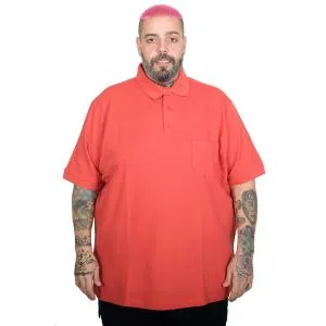 Big Size Men Classic Pique Polo T-Shirt with Pocket 20552 Coral