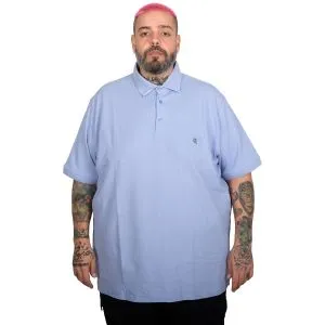 Büyük Beden Erkek Nakışlı Klasik Pike Polo Yaka T-Shirt 20553 LİLA
