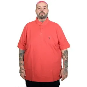 Men’s Big Size Embroidered Classic Pique Polo T-Shirt 20553 Coral