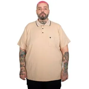 Plus Size Men Stretch Suprem Polo T-Shirt with Pocket 21558 Beige