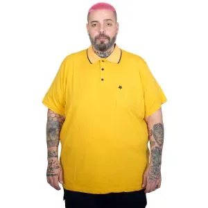 Plus Size Men Stretch Suprem Polo T-Shirt with Pocket 21558 Mustard