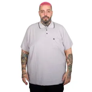 Plus Size Men Stretch Suprem Polo T-Shirt with Pocket 21558 Dark Grey