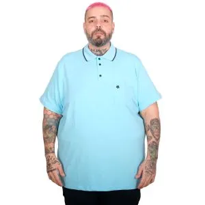 Plus Size Men Stretch Suprem Polo T-Shirt with Pocket 21558 Turquoise