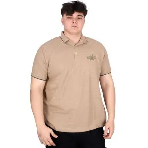 Büyük Beden Erkek Polo Yaka Tişört Waffle MD U24299 Bej