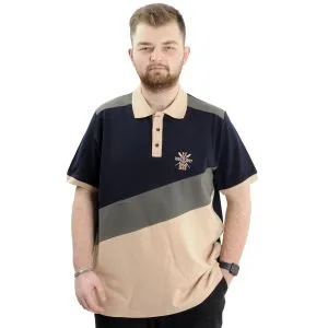 Big Size Mens Polo T-shirt Renk Bloklu U24322 Navy Blue
