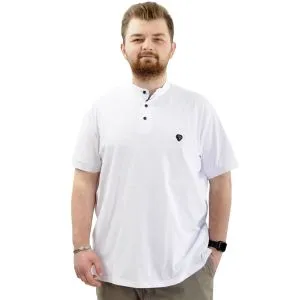 Big Size Mens T-shirt Henley T-Shirt U24339 White