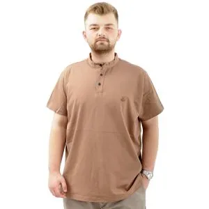 Tişört Düğmeli Hakim Yaka T-Shirt U24339 Sütlü Kahve