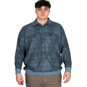 Big Size Mens Polo Sweatshirt Velvet substitute U24440 Blue