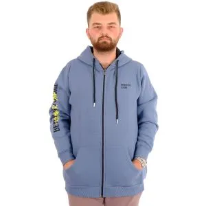 Mens Big Size Zipper Hooded Sweatshirt FUTURE U24549 Blue