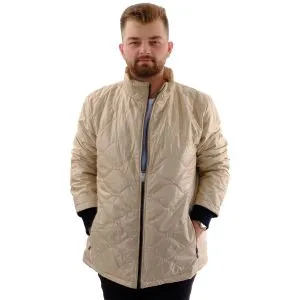 Mens Big Size dog collar Ribana Arm Zipper Coat U24611 Beige